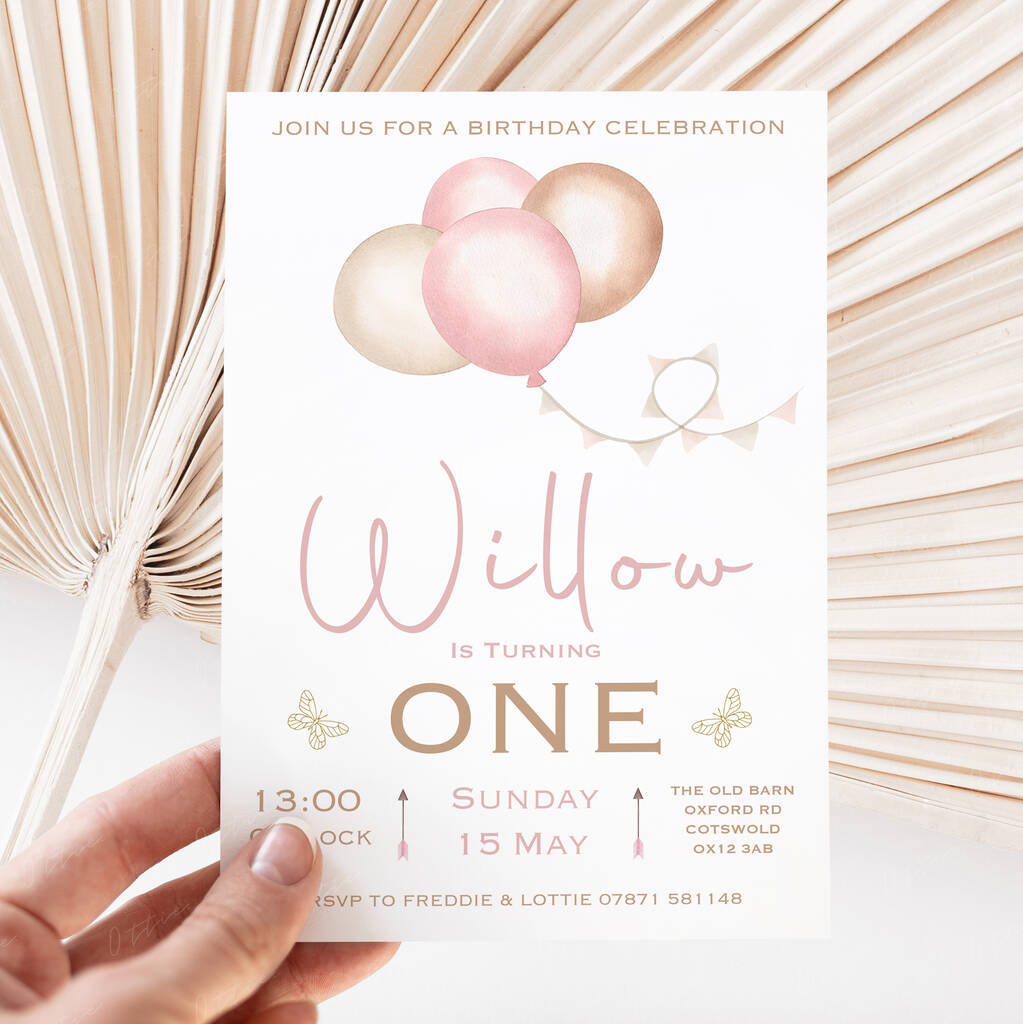 Personalised Pink And Gold Girls Party Invites, 1 of 4