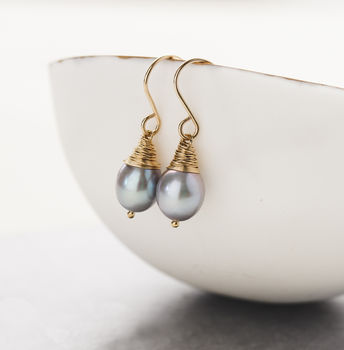 Grey Baroque Pearl Earrings, 3 of 9