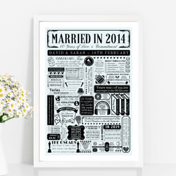 Personalised 10th Tin Wedding Anniversary Poster, 2 of 9
