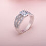 Blue Topaz Art Deco 925 Sterling Silver Ring, thumbnail 3 of 6