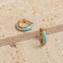 Turquoise Gold Vermeil Plated Huggie Hoop Earrings, thumbnail 6 of 7
