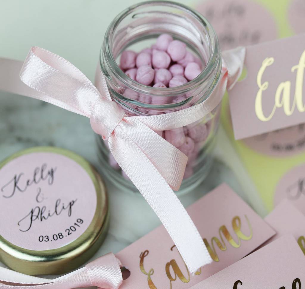 Personalised Wedding Favour Jars Empty With Tags, 1 of 8
