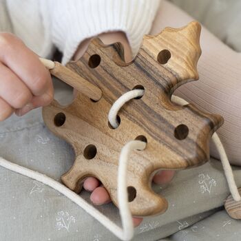 Wooden Threading Leaf With String, 4 of 5