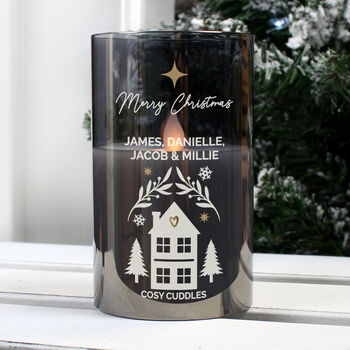 Personalised Christmas Smoked Glass LED Candle, 2 of 4