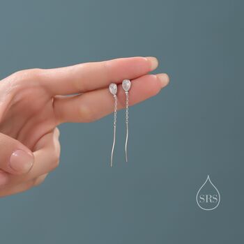 Sterling Silver Clear Cz Balloon Dangle Stud Earrings, 4 of 12