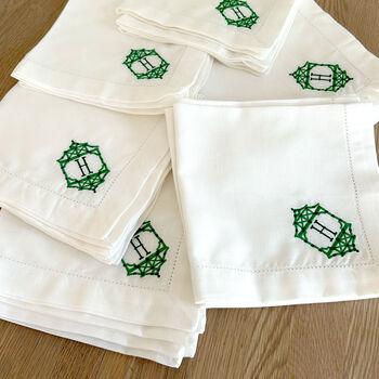 Custom Green Monogram Napkin Set Two, 2 of 5