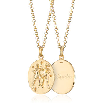 engraved zodiac gemini plated necklace gold notonthehighstreet