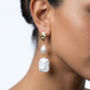 Shinju 18 K Gold Plated Square Pearl Earrings, thumbnail 5 of 5