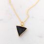 The Triangle Black Tourmaline Necklace, Gold, thumbnail 1 of 6