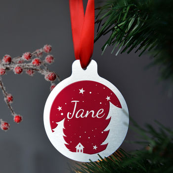 Personalised Silver Or Gold Christmas Tree Bauble Set, 2 of 3
