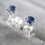 Blue Sapphire Stud Earrings In Silver Or Gold, thumbnail 8 of 12