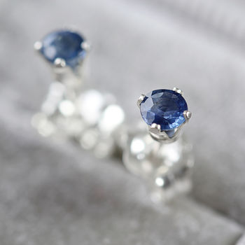 Blue Sapphire Stud Earrings In Silver Or Gold, 8 of 12