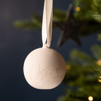 Personalised Etched Ceramic Christmas Bauble, 2 of 4