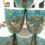 Set Of Six Aspen Mugs In Teal Strawberry Thief Design, thumbnail 4 of 11