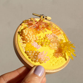 Sunshine Yellow Embroidered Hoop, 4 of 6