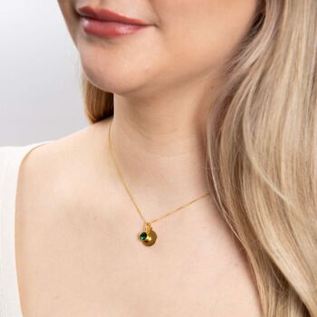 Personalised Gold Plated Sterling Silver May Birthstone Emerald Pendant Necklace, 4 of 9