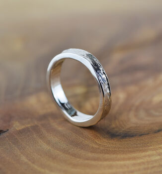 Textured 4mm Wide Silver Storybook Ring, 2 of 4