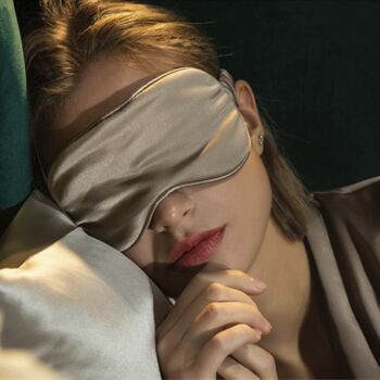 Navy Blue And White Colour Mulberry Silk Eye Mask, 3 of 3