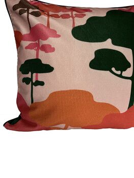 Retro Tree Velvet Cushion Pink, 6 of 7