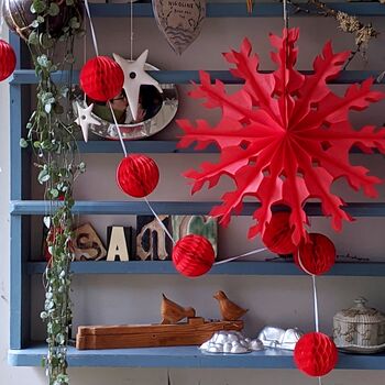 Honeycomb Tissue Paper Fans In Red And Pink's, 2 of 6