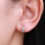 Sterling Silver White And Blue Opal Huggie Hoops, thumbnail 1 of 11