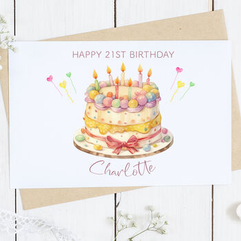 Personalised 21st Birthday Cake Card, 2 of 2