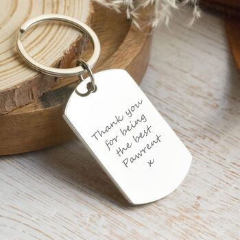 Stainless Steel Personalised Dogtag Keyring With Paw Prints, 2 of 6