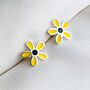 Sterling Silver Yellow Flower Stud Earrings, thumbnail 3 of 5