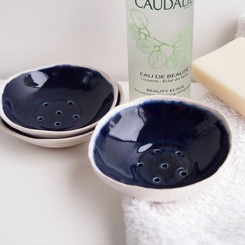 Handmade Navy Blue Ceramic Soap Dish, 7 of 12
