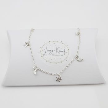 Sterling Silver Star And Moon Charm Bracelet, 2 of 6
