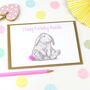 Personalised Girls Rabbit Pompom Birthday Card, thumbnail 2 of 3