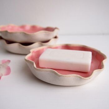 Handmade Pink Ceramic Curvy Soap Dish, 9 of 12