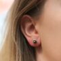 Sterling Silver Black Opal Stud Earrings, thumbnail 2 of 6