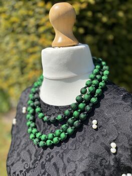 Hand Knotted Silk Bead Necklace Emerald Green, 4 of 5