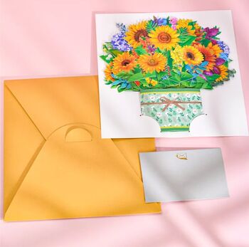 Pop Up 3D Card Bouquet Of Sunflowers, 2 of 3