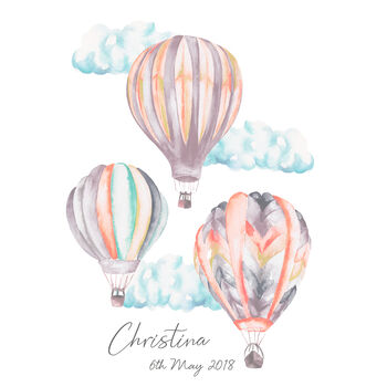 Personalised Hot Air Balloon Art Print, 3 of 5