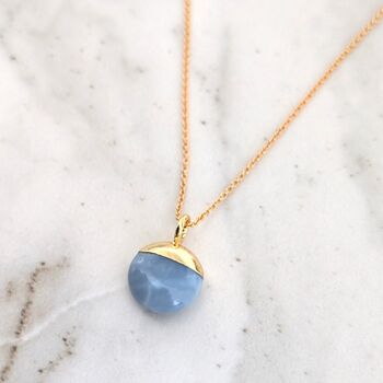 The Orb Blue Opal October Birthstone Necklace, 4 of 7