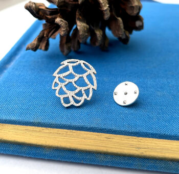 Sterling Silver Pine Cone Pin Brooch, 7 of 10
