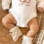 Newborn Bobble Hat, Cotton Baby Beanie, Red, Dusky Rose Or White, thumbnail 8 of 8