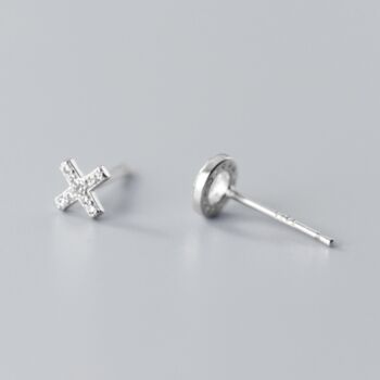 Sterling Silver Crystal Hugs And Kisses Stud Earrings, 4 of 5