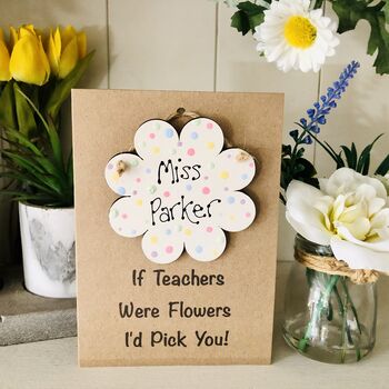 Personalised Teacher Thank You Wooden Flower Card, 4 of 7