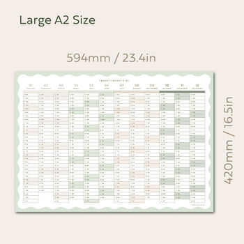 Large A2 Year View 2025 Wall Planner, Landscape, 5 of 8