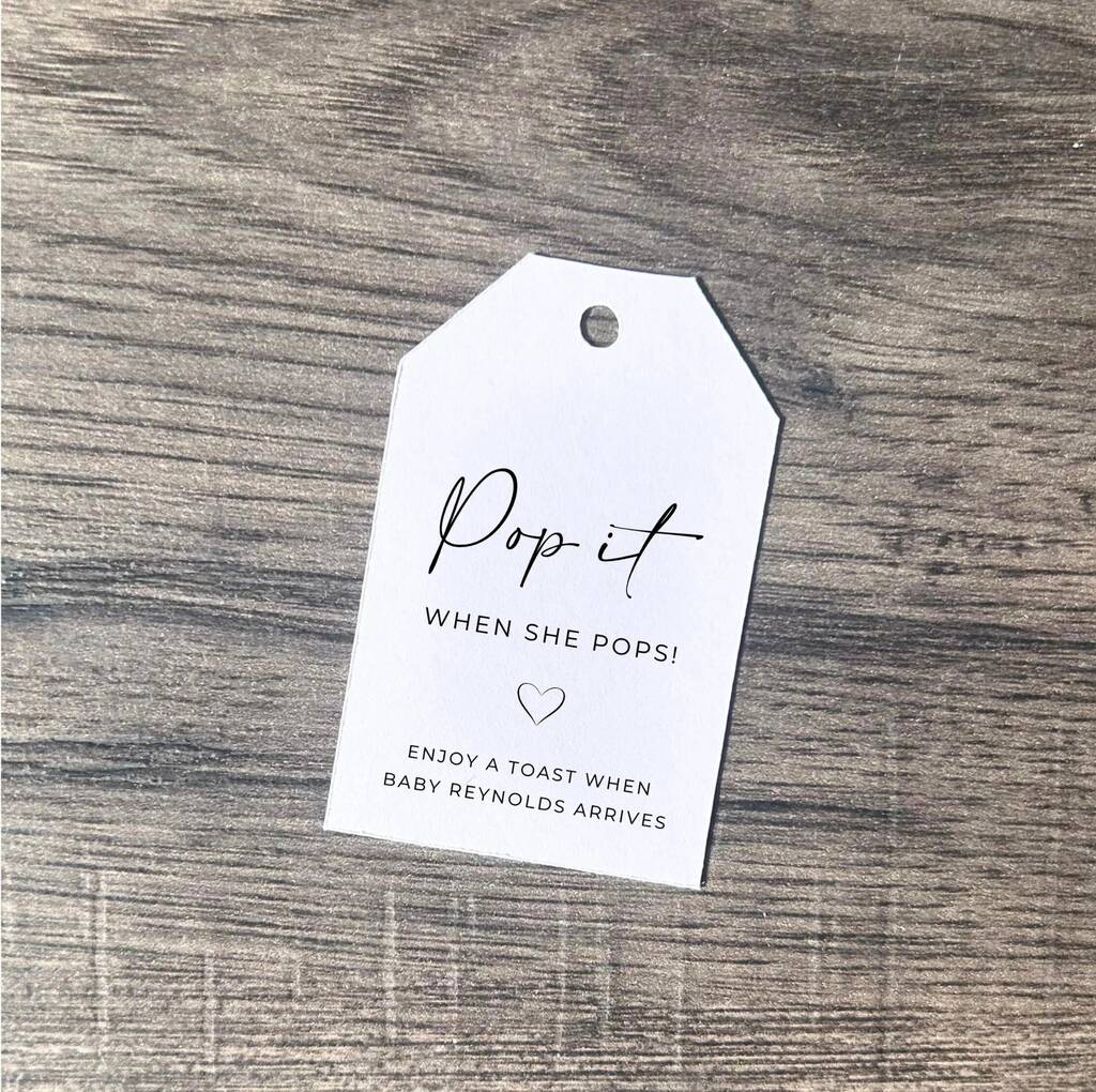 10 Personalised Pop It When She Pops Baby Shower Favours Tag