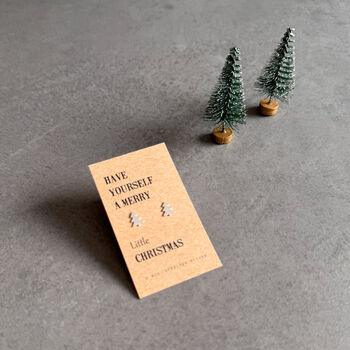 Merry Christmas Sterling Silver Tree Earrings, 10 of 11