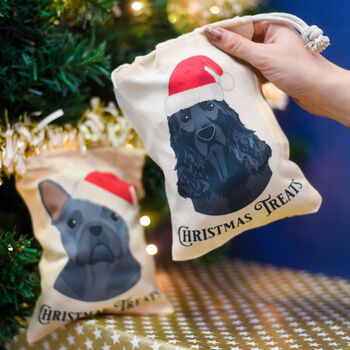 Personalised Santa Dog Christmas Treat Bag, 10 of 12