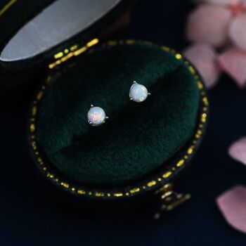 Sterling Silver Tiny Little Opal Stud Earrings, 6 of 10