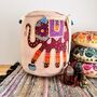 Handmade Bohemian Dusky Pink Elephant Pouffe, thumbnail 1 of 8