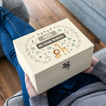Personalised Giraffe And Lion Keepsake Box Gift For Children, 2 of 6