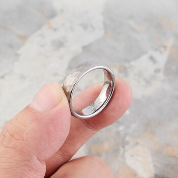 Personalise Tungsten Band Ring, 6 Mm Silver Wedding Band, 3 of 10