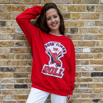 Let The Good Times Roll Women's Roller Skate Sweatshirt, 8 of 10
